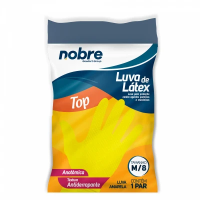 Luva Multiuso Látex Forrada Resistente Nobre Top Amarela C/1 Par Tamanho=M Nobre 38828