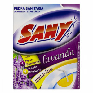 Pedra Sanitária 20gr com Suporte Plástico Meia Lua Sany-Mix Lavanda