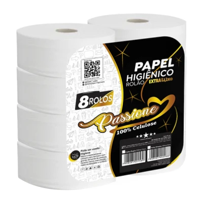 Papel Higiênico Institucional Rolão Folha-Dupla (100% Celulose) Fardo 8x200m Passione 0091