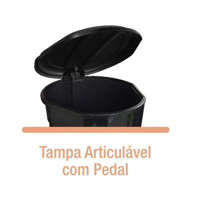 Lixeira Plástica com Pedal  30 Litros Oval Preta Arqplast 25866PM