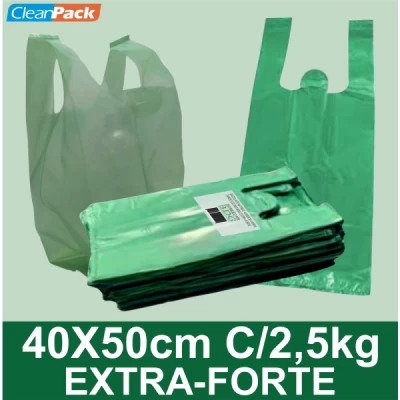 Sacola Plástica Rec 40x50cm Verde Fardo C/2,5kg BDGPLAST Extra-Forte