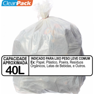 Saco de Lixo Rec Branco Ref 040-05 50cm x 60cm C/100 Cleanpack