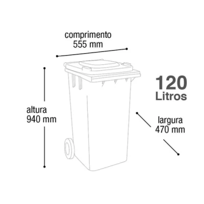 Lixeira Plástica Coletora 120 Litros C/2 Rodas Arqplast Reciclada Laranja REF: CF120LA