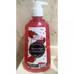 Sabonete Líquido Perfumado Frasco 500ml com Pump Tacto Morango & Damasco