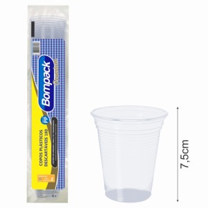 Copo Plástico  180ml PP Transparente Tira C/100 Bompack Premium BPT180TR