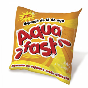 Esponja para Limpeza Lã de Aço 44gr Pacote C/8 Unidades Aquafast