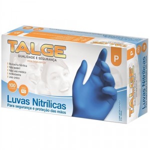 Luva Descartável Nitrílica com Talco Display C/100 Azul Tamanho=M Talge