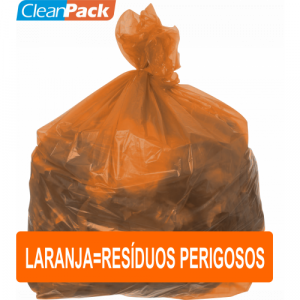 Saco de Lixo Rec Laranja=Resíduos Perigosos Ref 100-08 75cm x 90cm C/100 Cleanpack