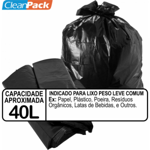 Saco Lixo Rec Preto Ref  040-025 50cm x 60cm C/100 Cleanpack***