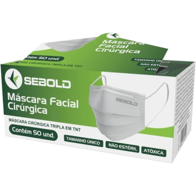 Máscara Facial Descartável TNT Tripla com Elástico Caixa C/50 Sebold 3800