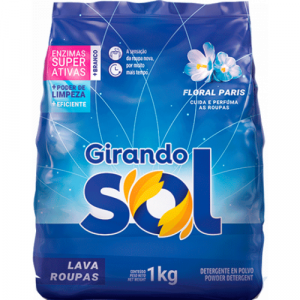 Detergente Pó Perfumado Sachê   1kg Girando Sol Azul