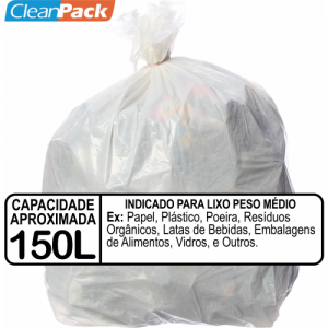 Saco de Lixo Rec Branco Ref 150-07 85cm x 100cm C/50 Cleanpack