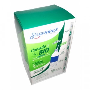 Canudo Reto de Papel Sachê Biodegradável Garrafa 5mm C/500 Strawplast Bompack