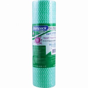 Pano Limpeza Multiuso Bobina Picotada 30x50cm C/50 Unidades Verde Bompack