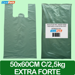 Sacola Plástica Rec  50x60cm Verde/Cinza Fardo C/2,5kg Extra-Forte