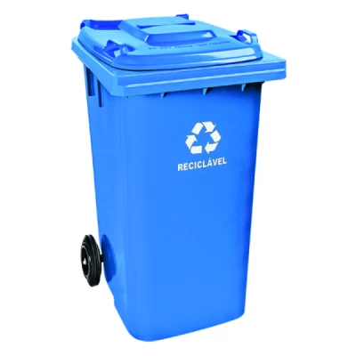 Lixeira Plástica Coletora 240 Litros C/2 Rodas Arqplast Reciclada Azul REF: CF240AZ