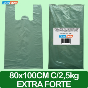 Sacola Plástica Rec  80x100cm Verde/Cinza Fardo C/2,5kg Extra-Forte