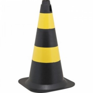 Cone Plástico Preto/Amarelo Polietileno 50cm Vonder