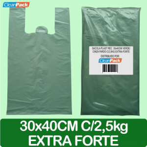 Sacola Plástica Rec  30x40cm Verde/Cinza Fardo C/2,5kg Extra-Forte