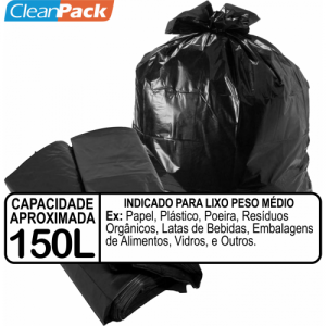 Saco Lixo Rec Preto Ref 150-08 90cm x 115cm C/50 Cleanpack***