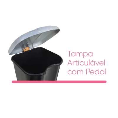 Lixeira Plástica com Pedal 21 Litros Redonda Preta Arqplast REF: 25436