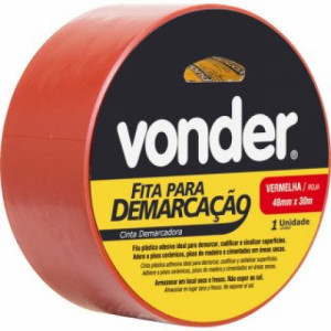 Fita Adesiva Demarcação Vermelha 48mm Rolo com 30m Nove54 Vonder