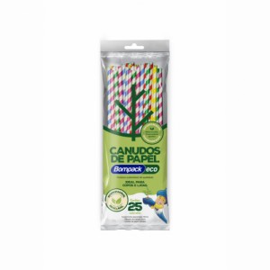 Canudo Reto de Papel Biodegradável 6mm x 19,7cm C/25 Bompack