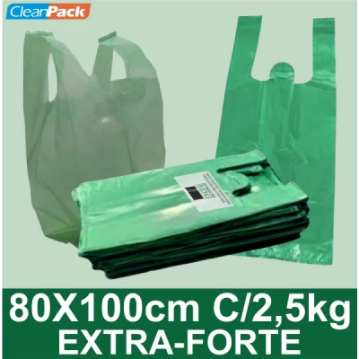 Sacola Plástica Rec 80x100cm Verde Fardo C/2,5kg BDGPLAST Extra-Forte