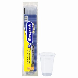 Copo Plástico 400ml PP Transparente Tira C/50 Bompack Premium BPT440TR