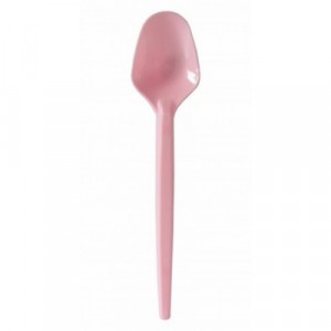 Talher Plástica Colher Sobremesa 13,5cm Rosa Claro Pacote C/50 Plazapel