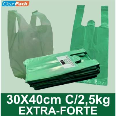 Sacola Plástica Rec 30x40cm Verde Fardo C/2,5kg BDGPLAST Extra-Forte