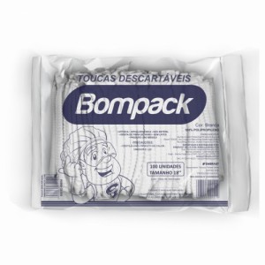 Touca Capilar Bompack TNT Sanfonada 18cm (45x50cm) C/100 Branca