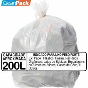 Saco de Lixo Rec Branco Ref 200-10 90cm x 110cm C/50 Cleanpack