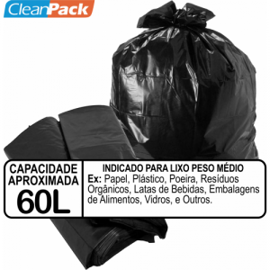 Saco Lixo Rec Preto Ref 060-10 70cm x 75cm C/100 Cleanpack***