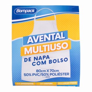 Avental de Napa 0,80m x 70cm Multiuso Branco com Bolso Bompack