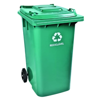 Lixeira Plástica Coletora 240 Litros C/2 Rodas Arqplast Reciclada Verde REF: CF240VD