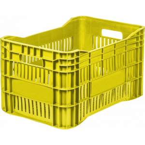 Contentor Caixa Plástica 46 Litros MS60P 31,5x36x55,6cm Amarelo Mercoplasa