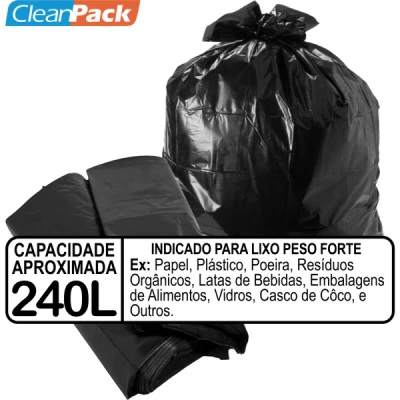 Saco Lixo Rec Preto Ref 240-10 115cm x 120cm C/50 Cleanpack***