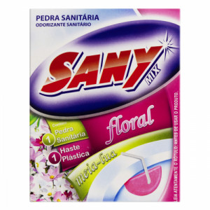 Pedra Sanitária 20gr com Suporte Plástico Meia Lua Sany-Mix Floral