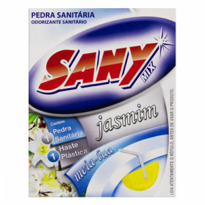 Pedra Sanitária 20gr com Suporte Plástico Meia Lua Sany-Mix Jasmim