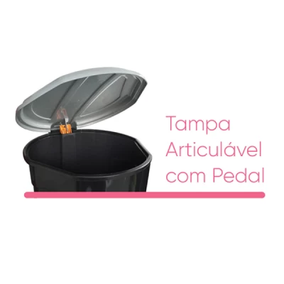 Lixeira Plástica com Pedal 30 Litros Redonda Preta Arqplast REF: 25378