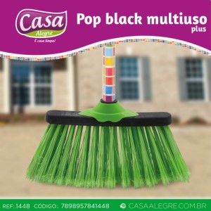 Vassoura Nylon com Cabo Cepo Plástico sem Capa Casa Alegre Pop Black