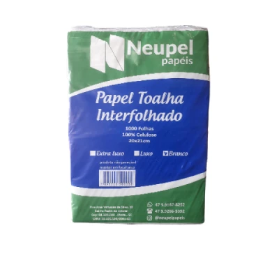 Toalha de Papel Interfolhado (100% Celulose) (20x21cm) Pacote C/1000 Branco Neupel 3008