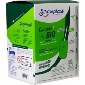 Canudo Reto de Papel Sachê Biodegradável Comum 5mm C/500 Strawplast Bompack