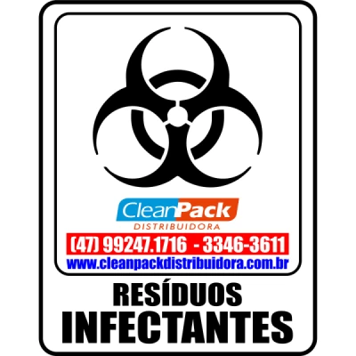 Adesivo Plástico 15x20cm para Coleta Seletiva Branco "Infectante" Cleanpack