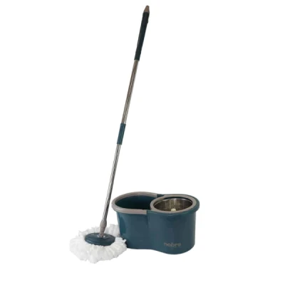 Mop Rotatório com Balde 13 Litros Cesto Inox C/2 Refil Ciano Nobre 36876