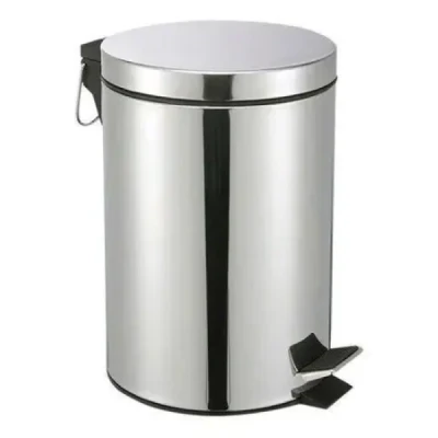 Lixeira Aço Inox Redonda com Pedal  12 Litros Mundiart com Caixa BB0009