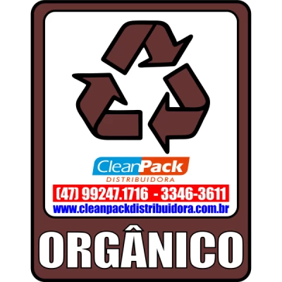 Adesivo Plástico 15x20cm para Coleta Seletiva Marrom "Orgânico" Cleanpack