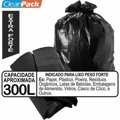 Saco Lixo Rec Preto Ref 300-10 125cm x 144cm C/50 Cleanpack***