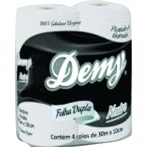 Papel Higiênico Rolinho Folha Dupla 4x30m Demy Neutro Branco Dopel